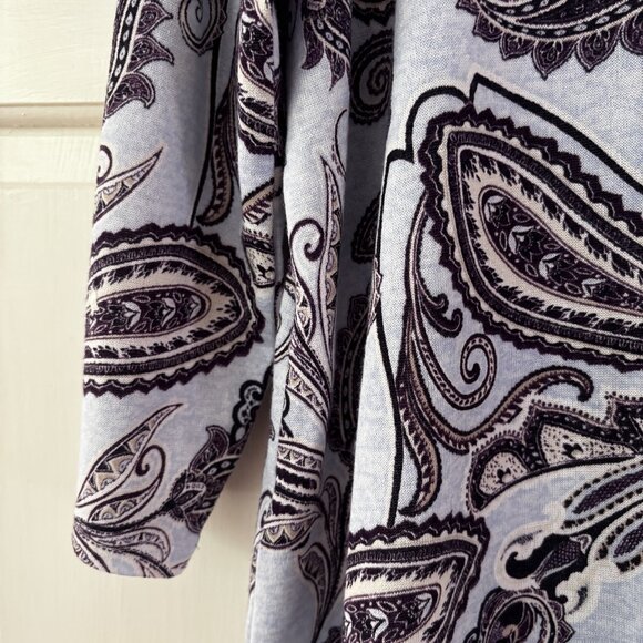 Chico’s Size 3 Paisley Print Blouse Knit Top Chicos‎ XL 3/4 Sleeve Blue Purple - Picture 5 of 15